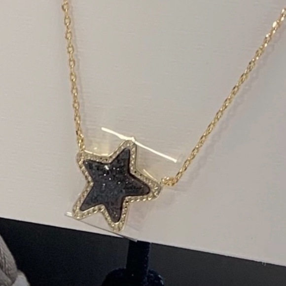 Kendra Scott | Jewelry | Kendra Scott Jae Star Gold Pendant In Black Drusy | Poshmark